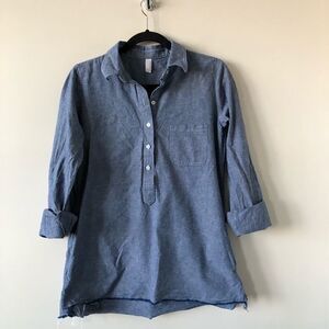 AMERICAN Apparel Raw Hem Half Button Chambray Top